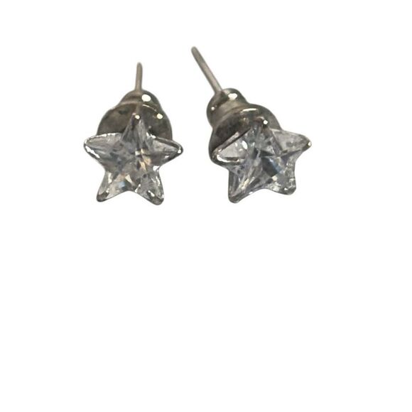 Gem Blossoms Cubic Zirconia CZ Star Stainless Steel Stud Earrings 5mm Sensitive - Picture 1 of 3